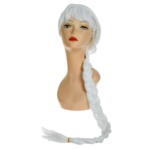Белый длинный парик с косой